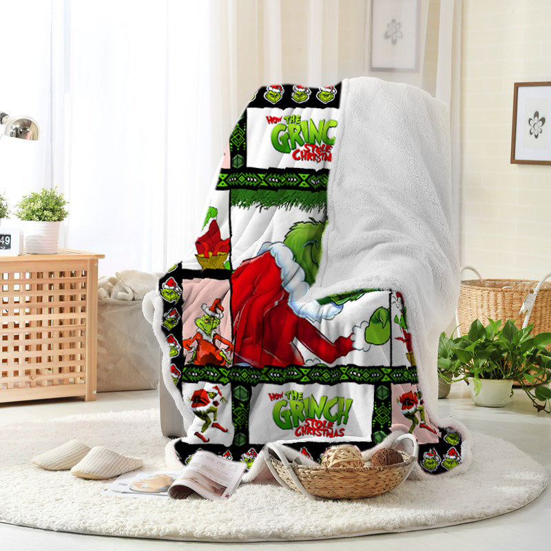Grinch Face Grinch Lace Christmas Memorial Blanket Throw Blanket Fleece Sherpa Blanket Grinch That Stole Christmas