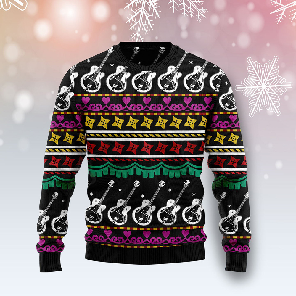 Guitar Christmas Ugly Christmas Sweater Sweater Christmas Unisex