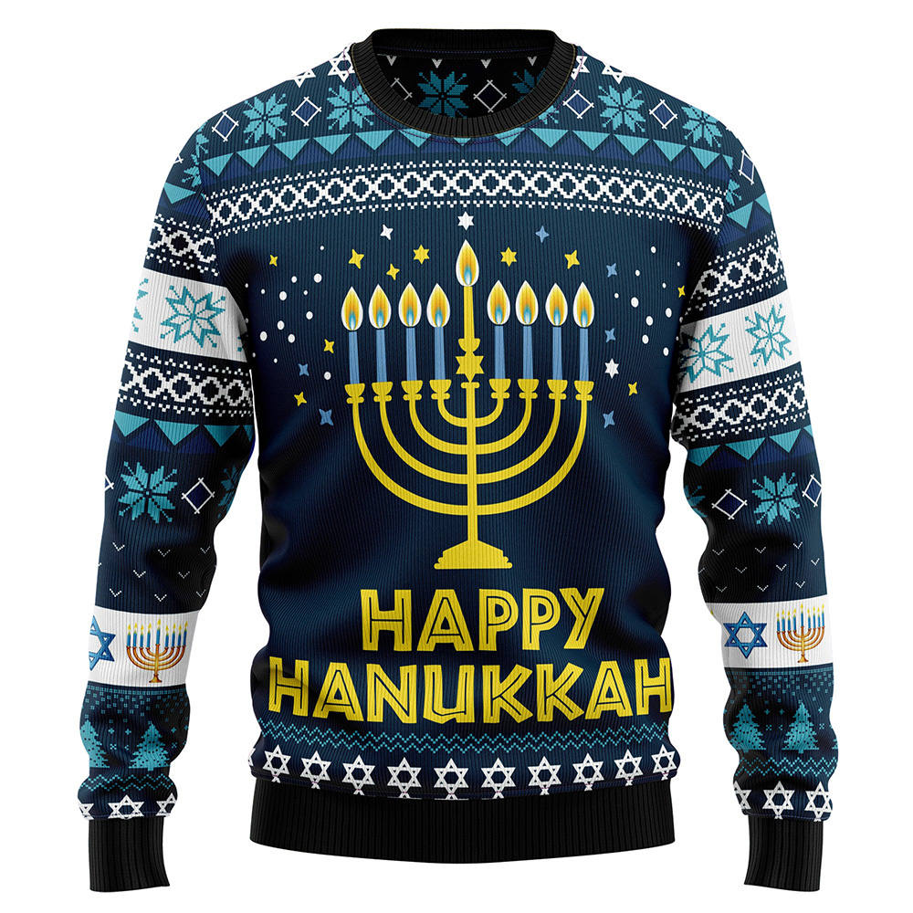 Happy Hanukkah Ugly Christmas Sweater Lover Xmas Sweater Gift