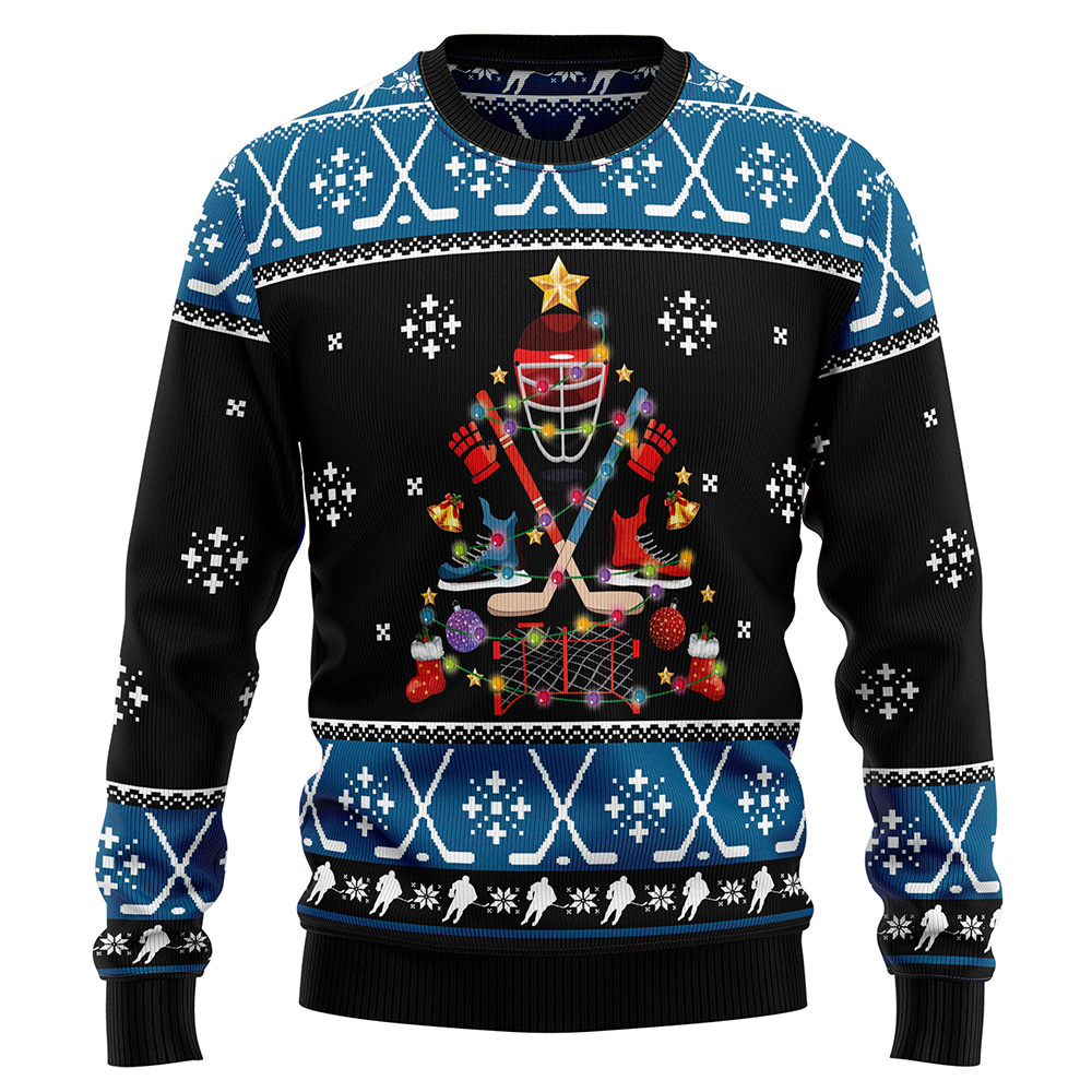 Happy Hockeyday Ugly Christmas Sweater Christmas Unisex Crewneck Sweater