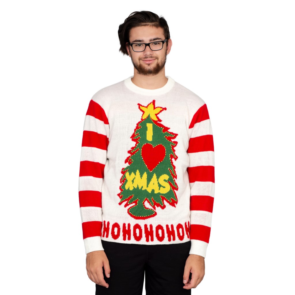I Love Xmas HOHOHO Grinch Light Up LED Christmas Tree And Star Ugly Christmas Sweater