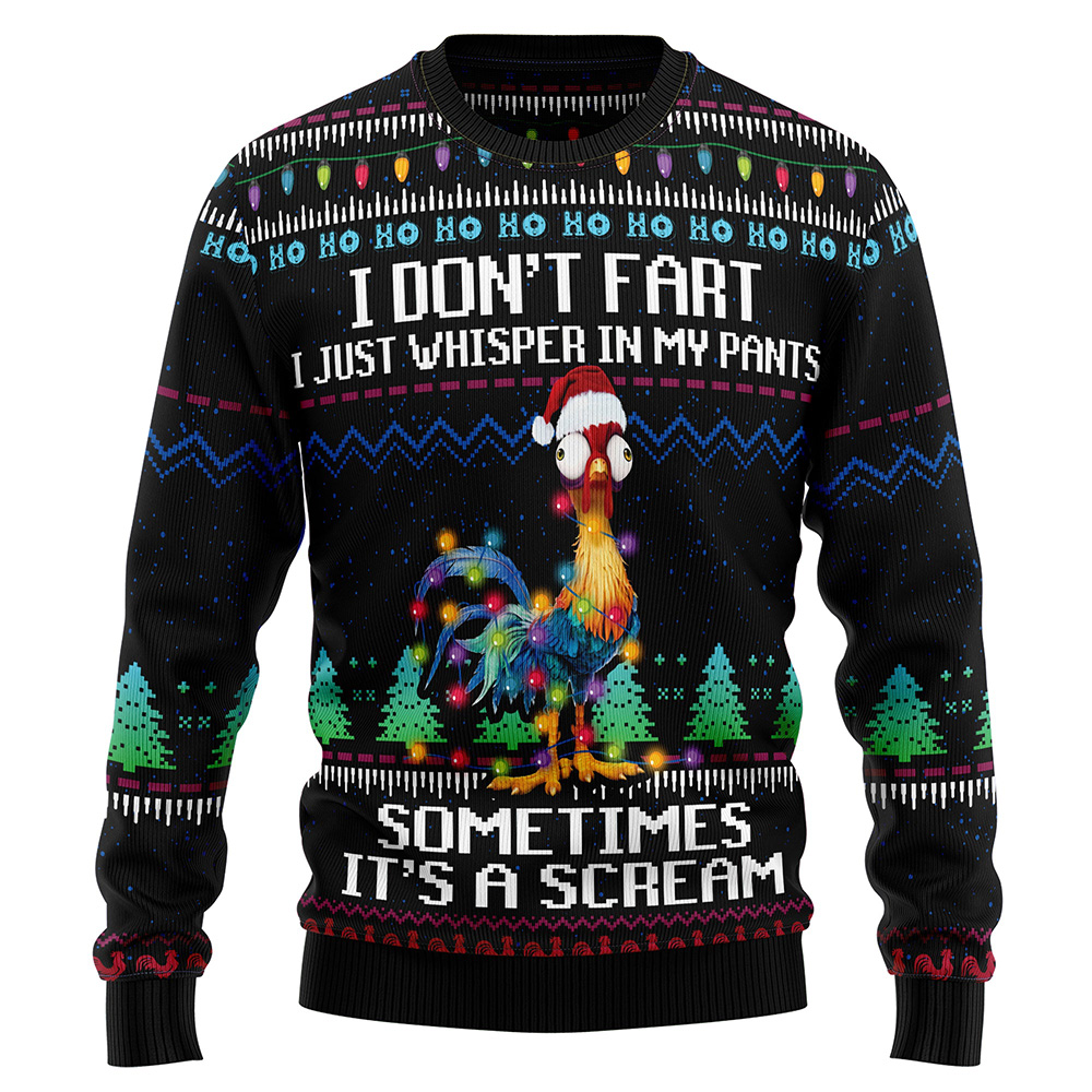 It S Scream Chicken Ugly Christmas Sweater Christmas Unisex Crewneck Sweater