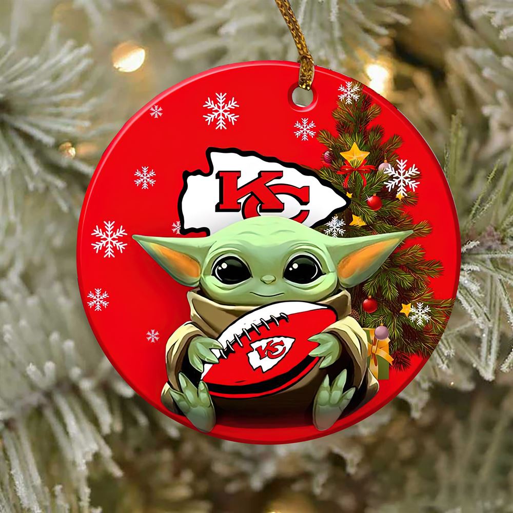 Kansas City Chiefs Baby Yoda NFL Football Ornaments 2022