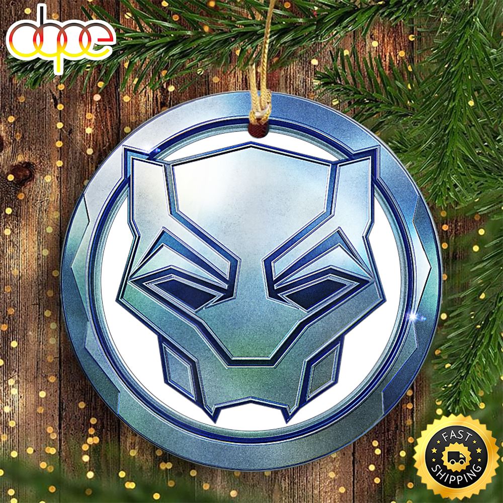 Marvel Black Panther Wakanda Forever Metal Panther Logo Marvel Christmas Ornaments