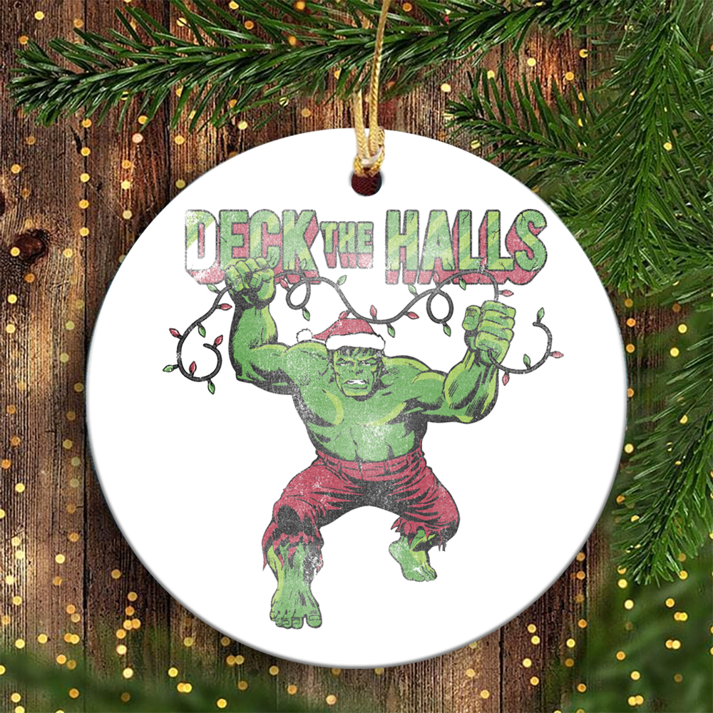 Marvel Christmas Hulk Deck The Halls Portrait Marvel Christmas Ornaments