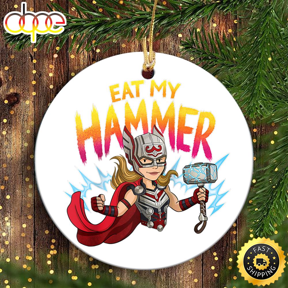 Marvel Thor Love And Thunder Mighty Thor Eat My Hammer Raglan Marvel Ornament