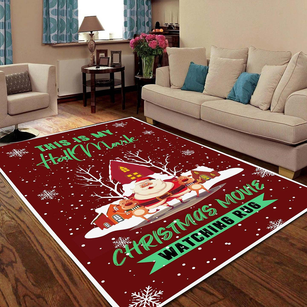 Merry Christmas Movie Watching Christmas Area Rug Carpet