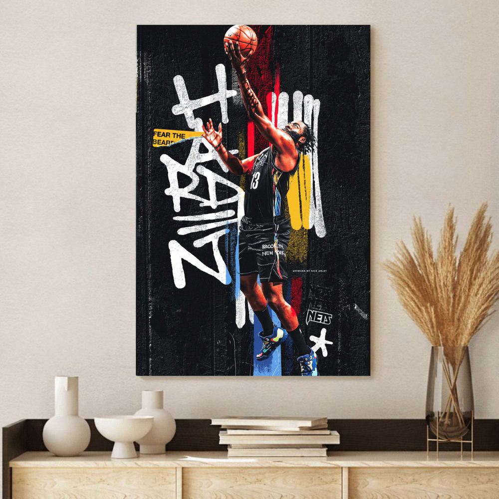 NBA. James Harden Nets Poster Wallpaper Canvas