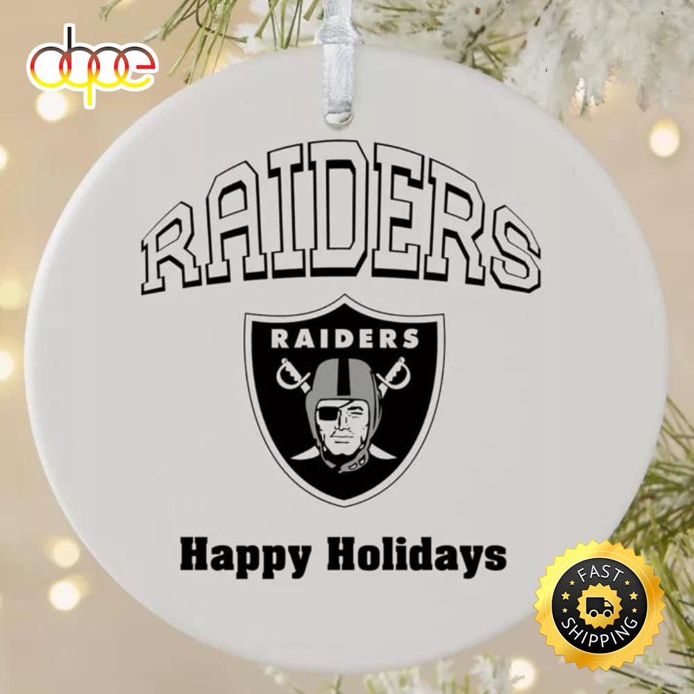 NFL Las Vegas Raiders Happy Holidays NFL Football Ornaments