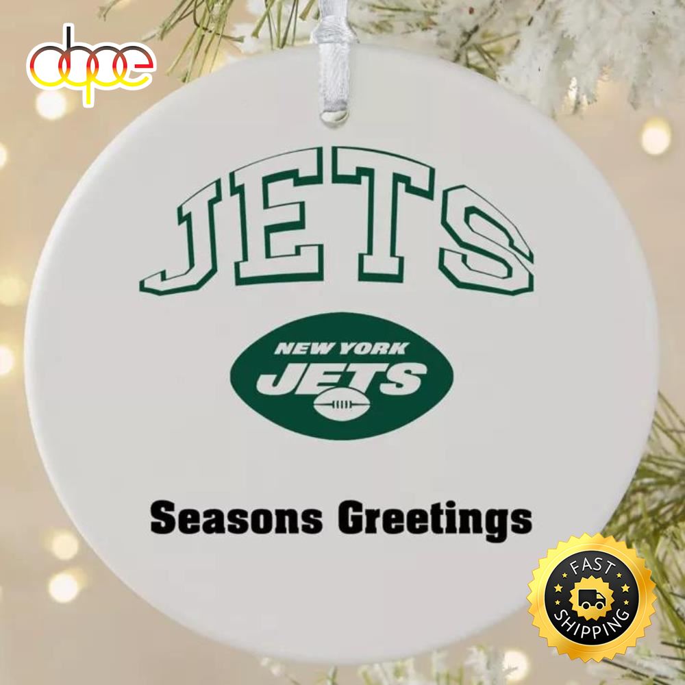 NFL New York Jets Seasons Greetings NFL Football Ornaments