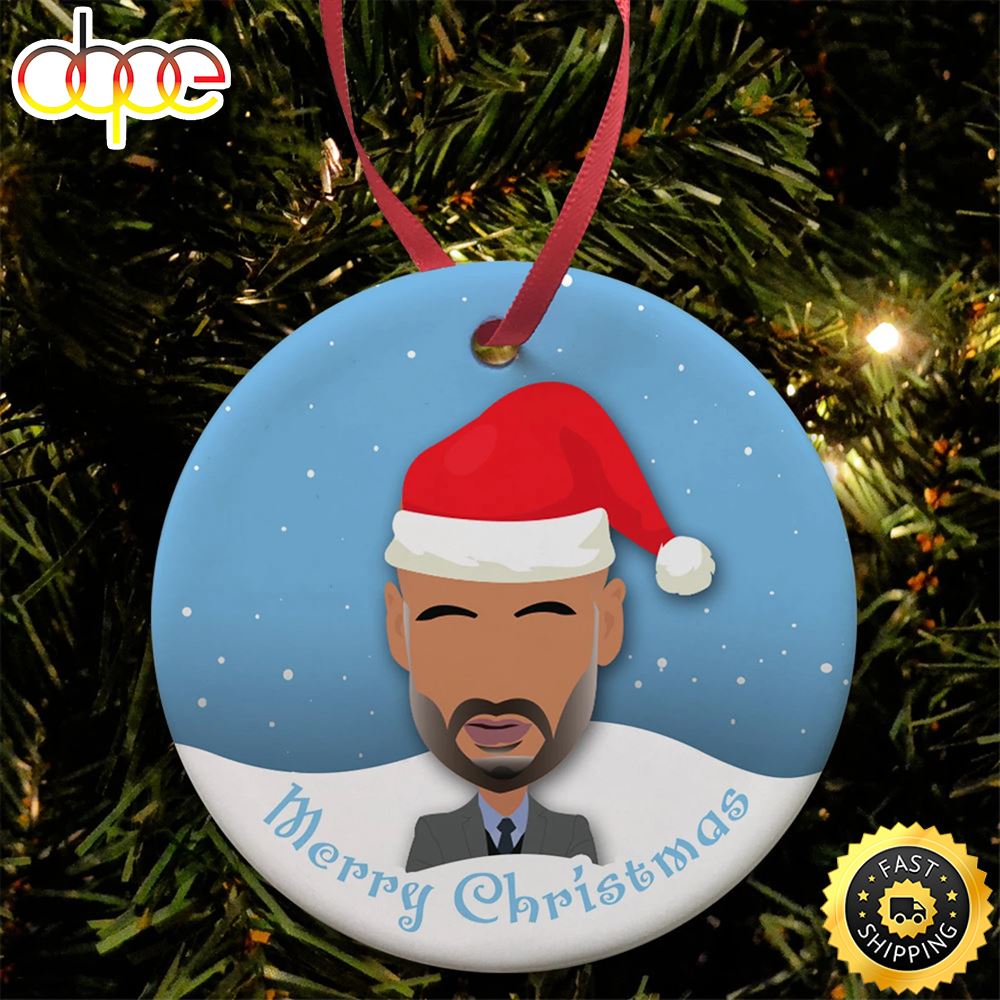 Pep Guardiola Manchester Man City Santa Hat Football Christmas Ornaments