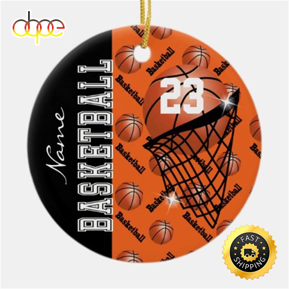 Personalize Orange Basketball Ceramic Ornament NBA Christmas Ornaments