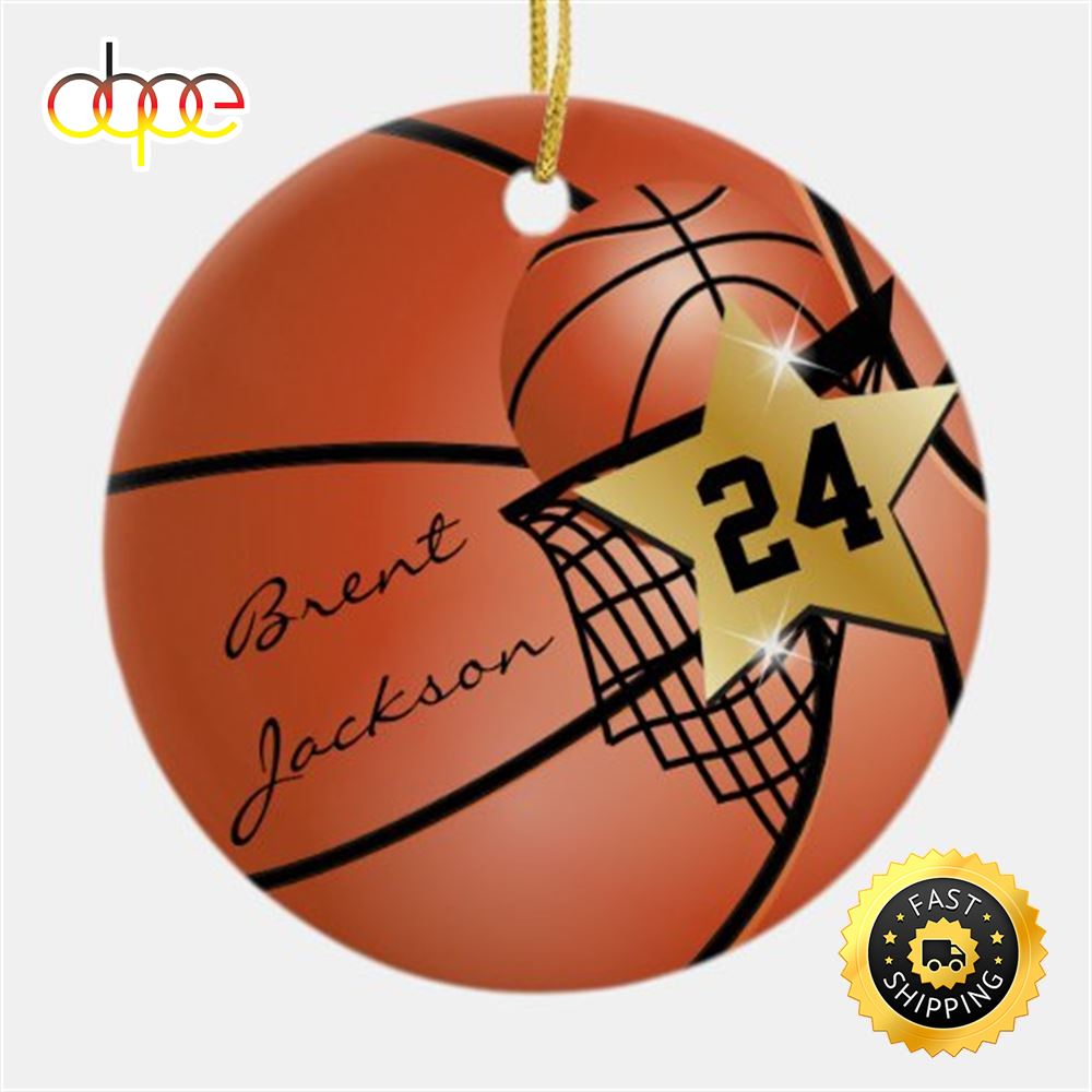 Personalize Super Star Player Basketball Ceramic NBA Christmas Ornaments