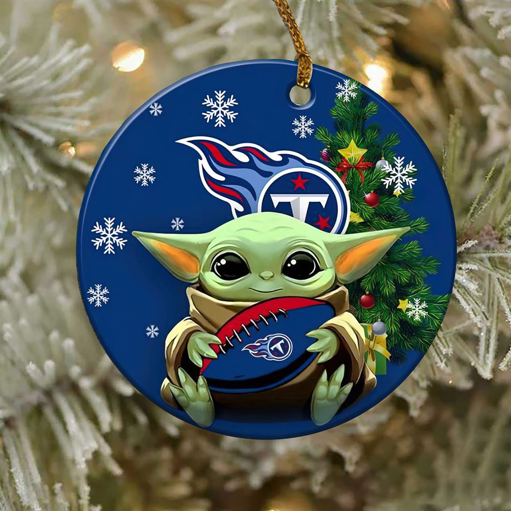 Personalized Tennessee Titans Baby Yoda Christmas NFL Football Ornaments 2022