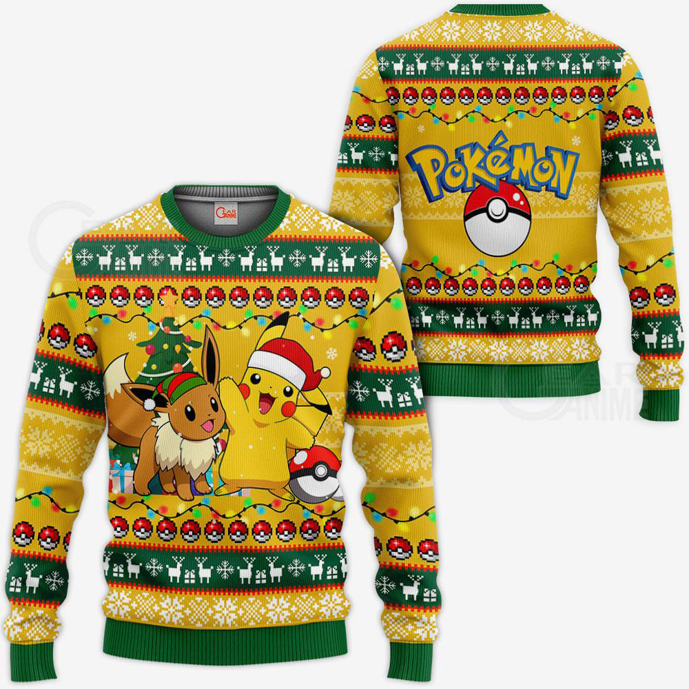 Pikachu Eevee Ugly Christmas Pokemon Anime Xmas Gift Sweater