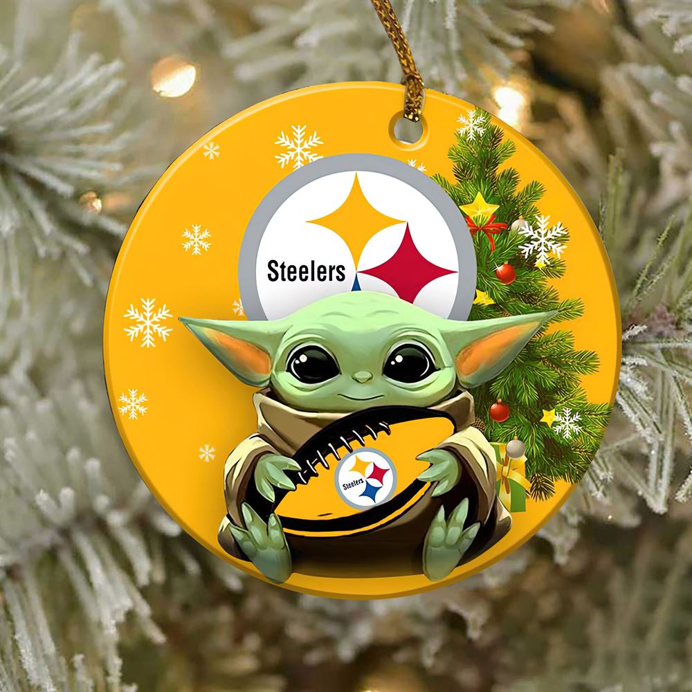 Pittsburgh Steelers Baby Yoda NFL Christmas Ornaments