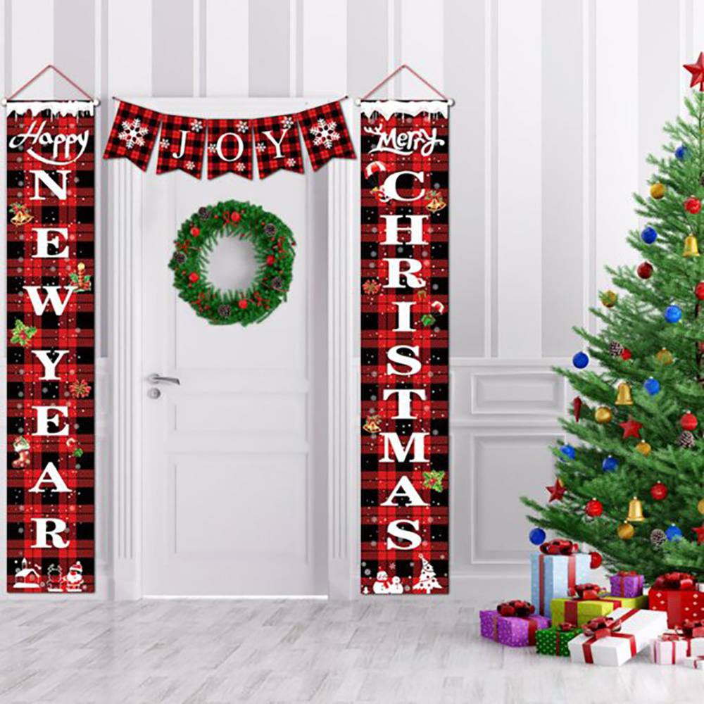 Red Merry Christmas Sign For City Country Farmhouse Christmas Door Banner