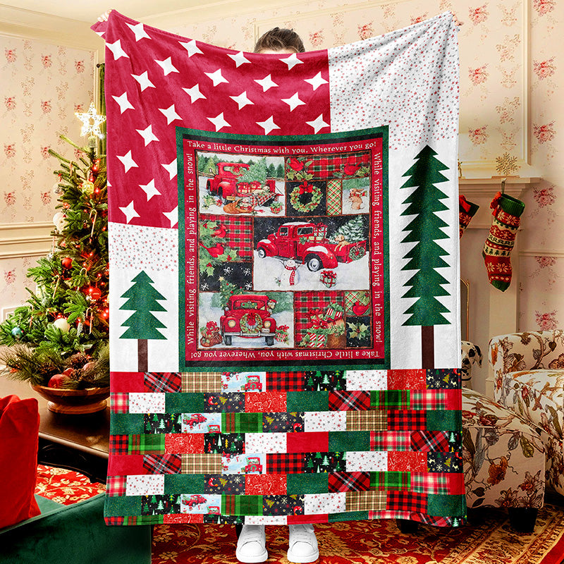 Red Truck Christmas Tree Christmas Design Christmas Blanket Snowman Quilt