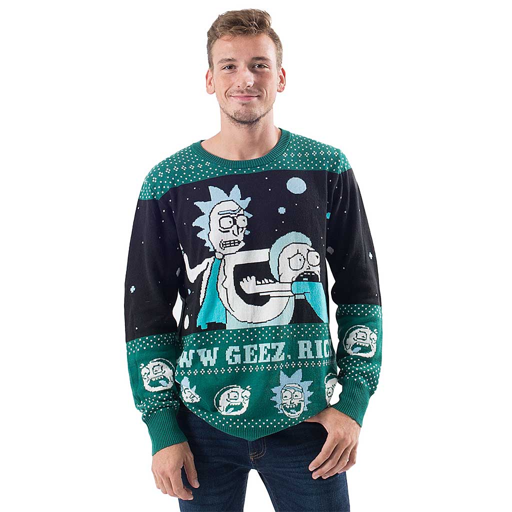 Rick And Morty Aww Geez Rick Ugly Christmas Sweater