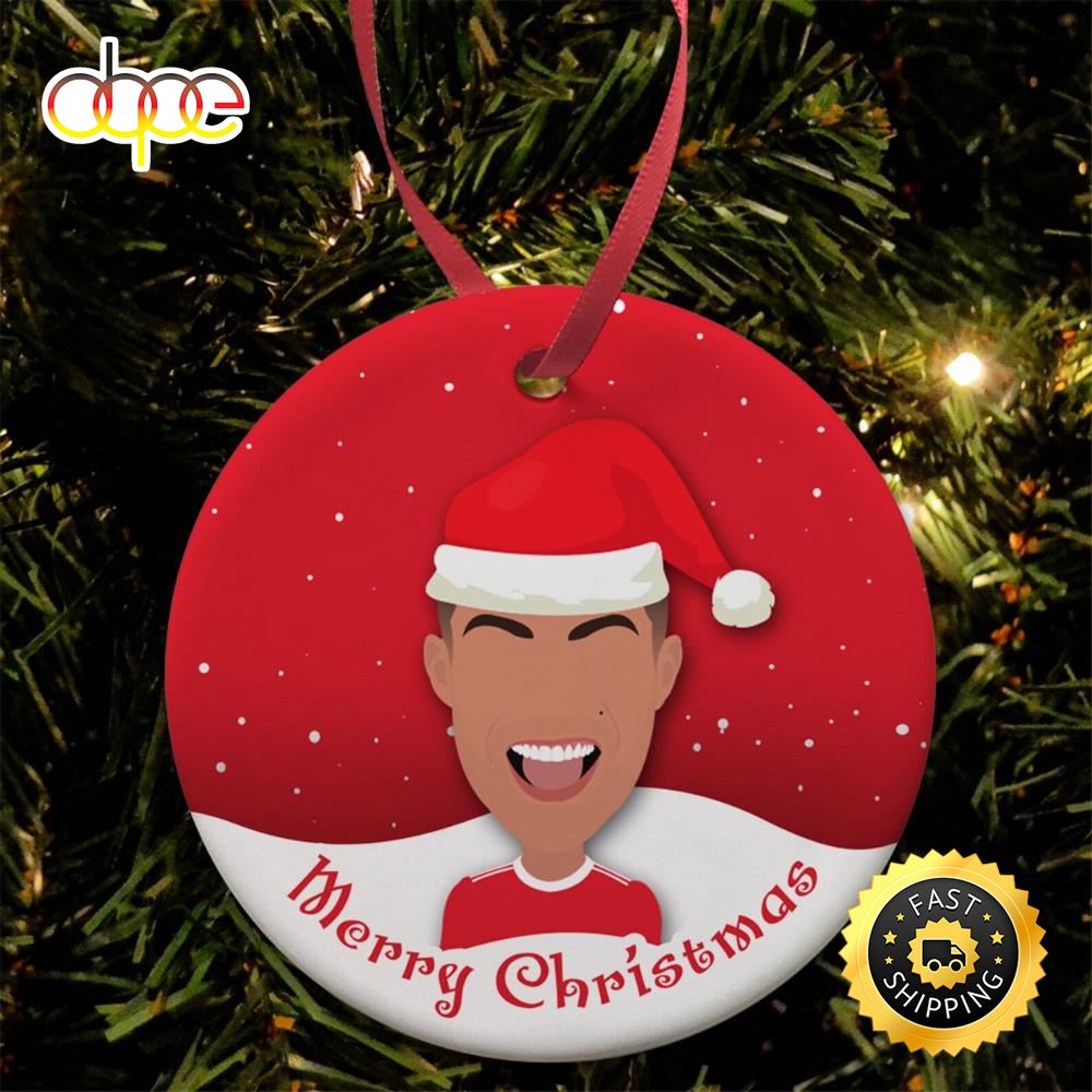 Ronaldo Santa Happy Christmas Manchester Man NFL Football Ornaments