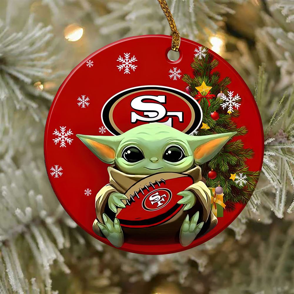 San Francisco 49ers Baby Yoda NFL Christmas Ornaments