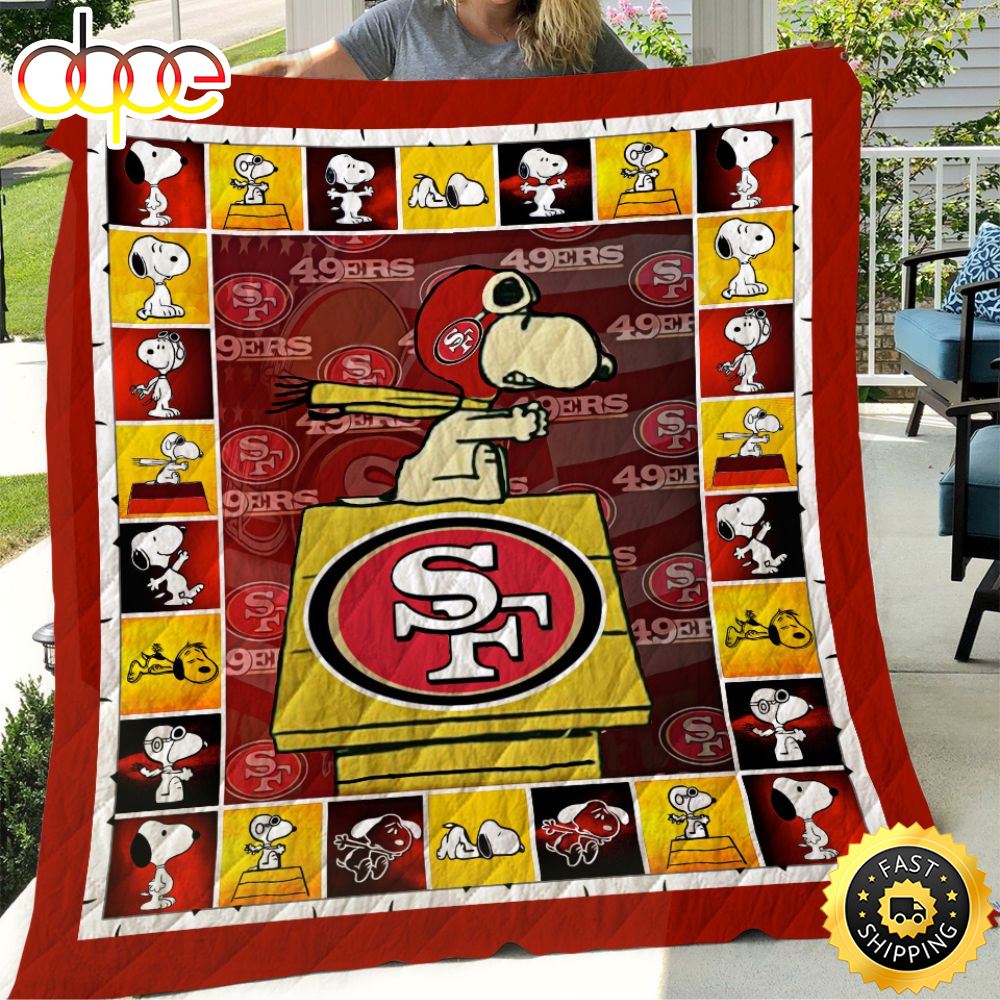 San Francisco 49ers Snoopy Football Christmas Blanket