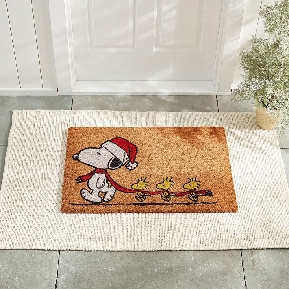 Santa Snoopy And Friends Merry Christmas Doormat