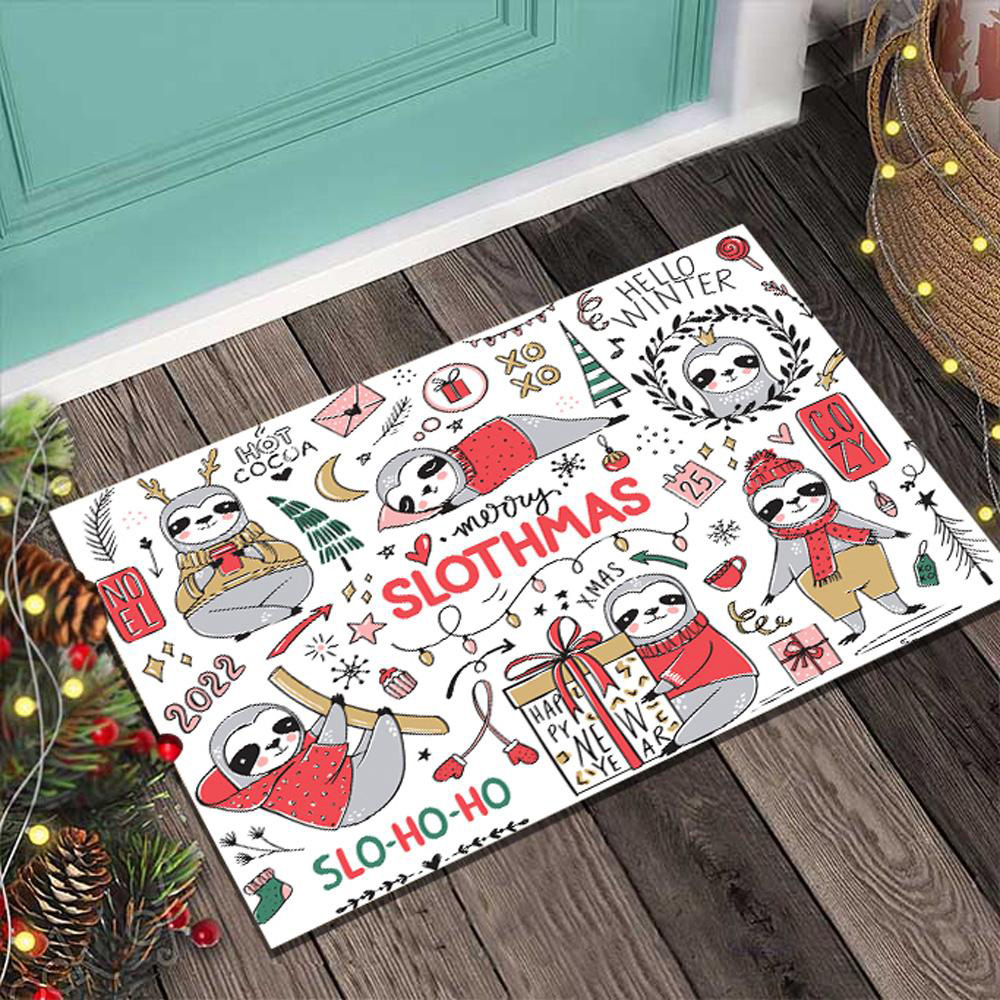Sloth Merry Christmas Slohoho White Christmas Doormat