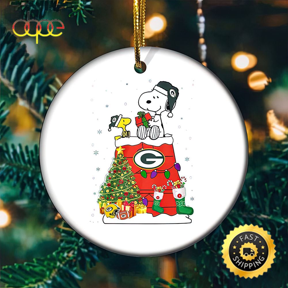 Snoopy Green Bay Packers Nfl Football Ornament