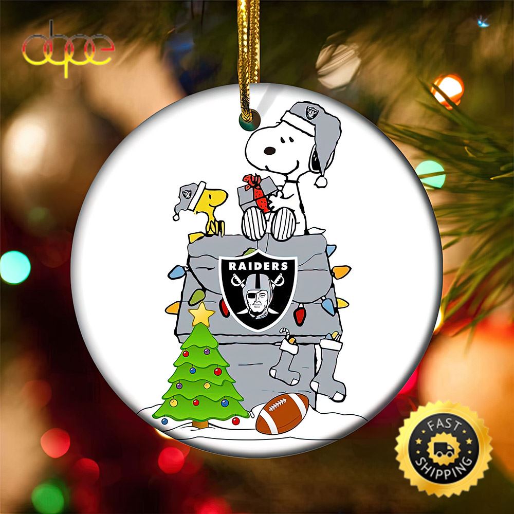 Snoopy Las Vegas Raiders Nfl Football Ornament