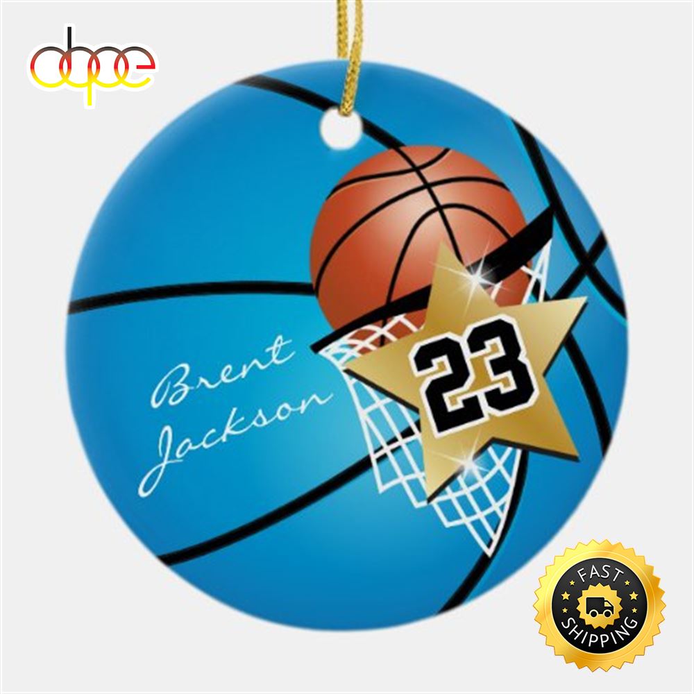 Superstar Autograph Basketball Personalize NBA Christmas Ornaments