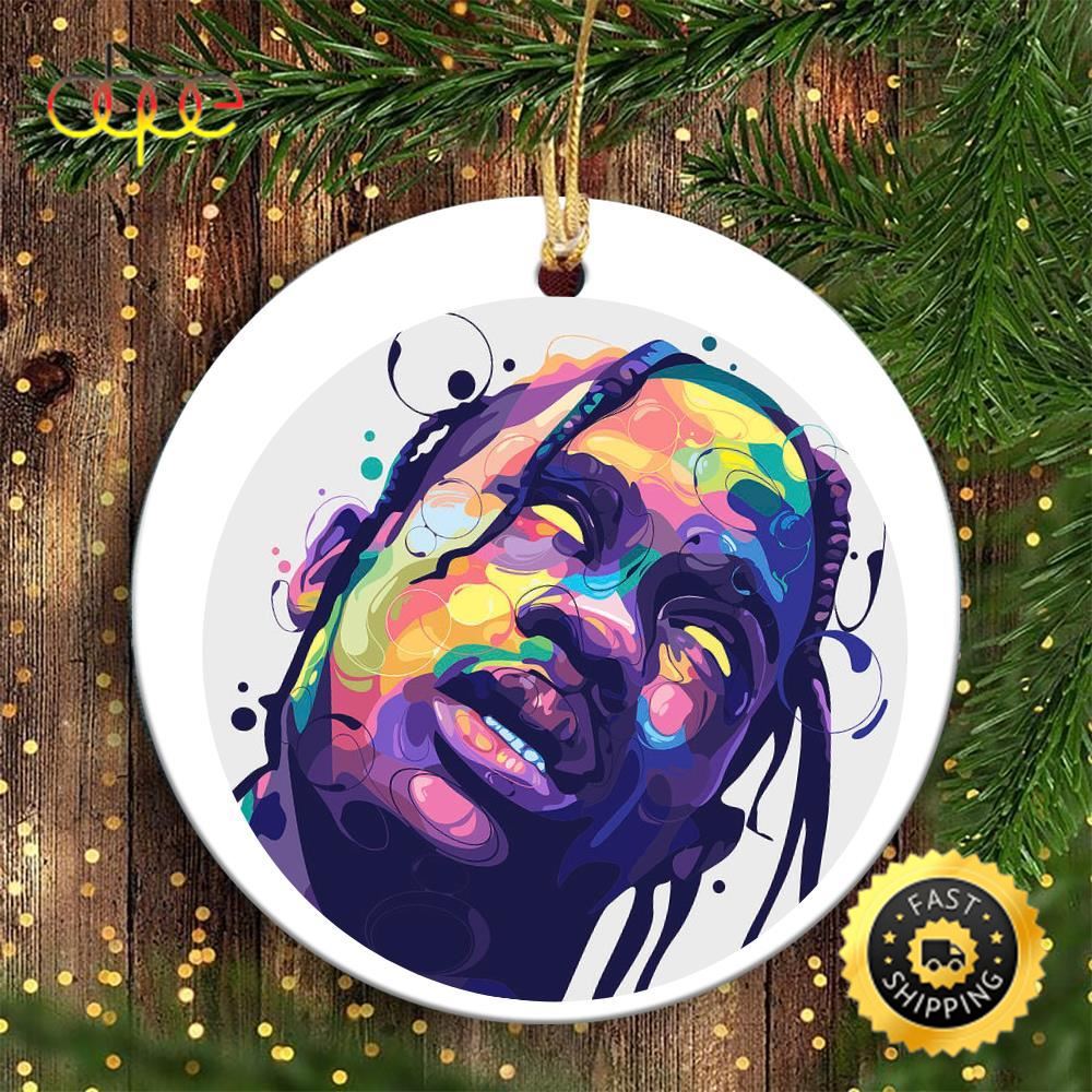 Travis Scott Rapper Music Star 90s Hip Hop Christmas Ornament