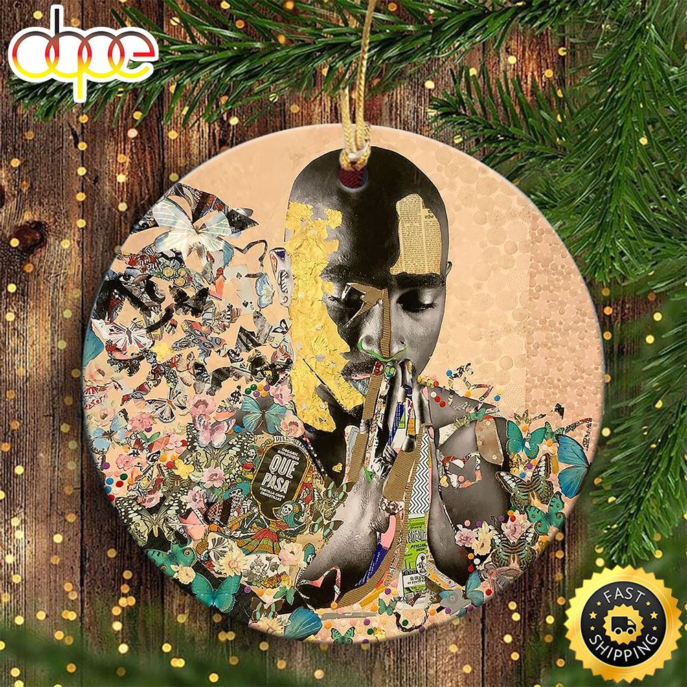 Tupac Artwork Music 90s Hip Hop Christmas Ornament