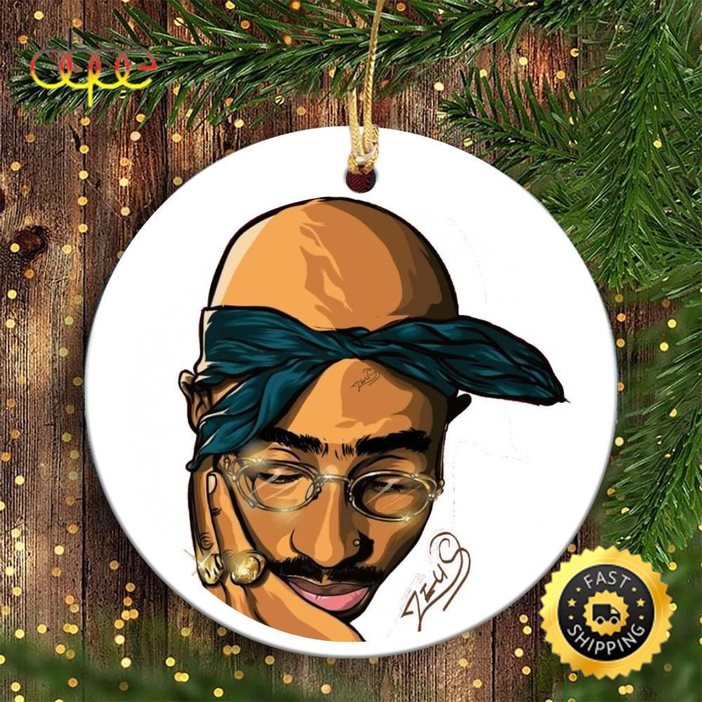 Tupac Shakur Rapper 90s Hip Hop Christmas Ornament