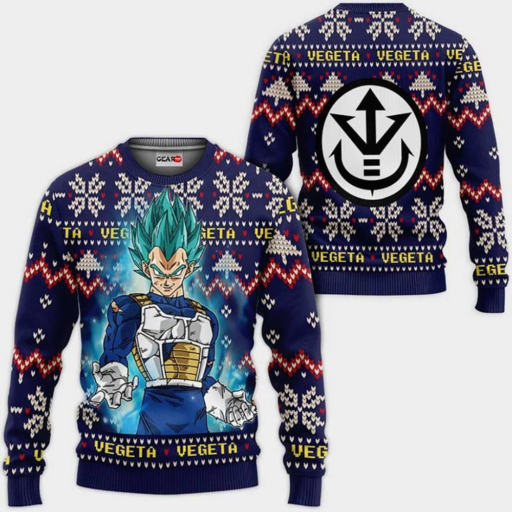 Vegeta Blue Ugly Christmas Dragon Ball Sweater