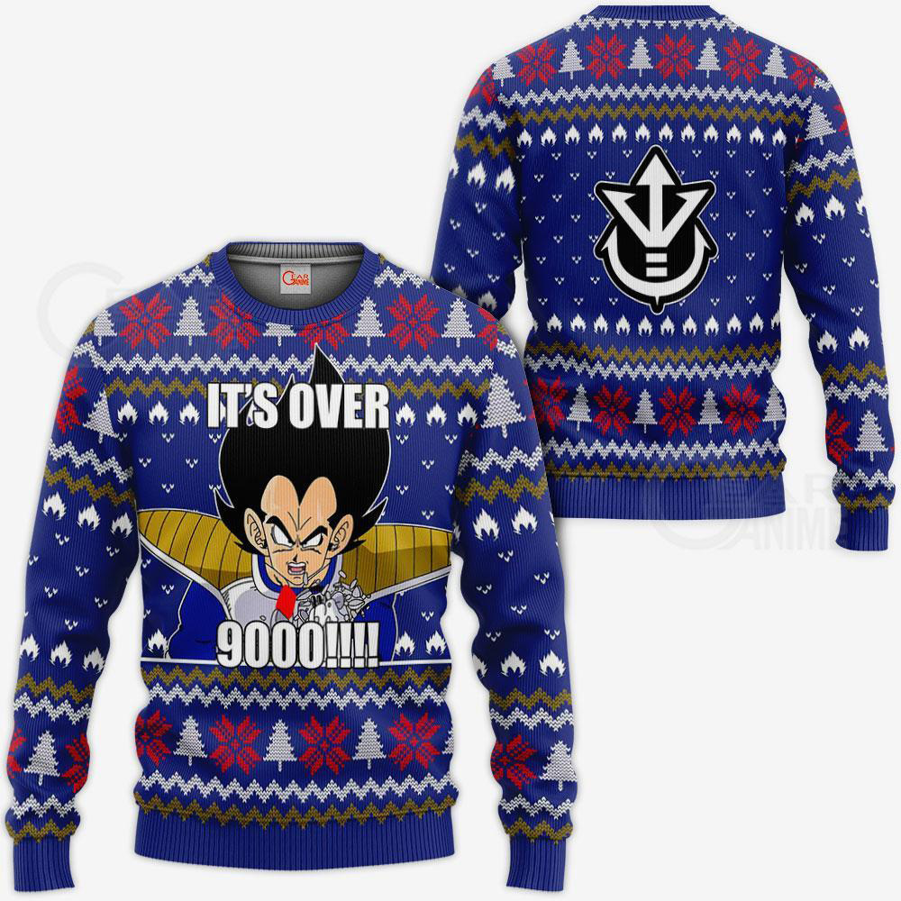 Vegeta Ugly Christmas It S Over 9000 Funny DBZ Xmas Gift Sweater