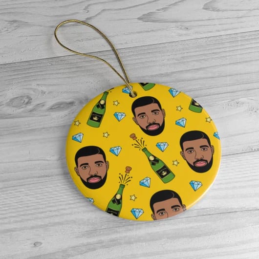 Yellow Funny Drake & Champagne Hip Hop Dance Christmas Ornament