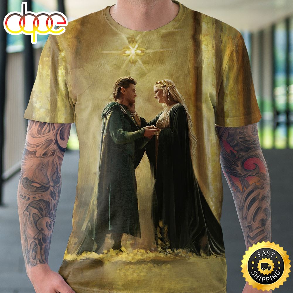 The Lord Of The Rings The Rings Of Power Galadriel Elrond T Shirt 3D All Over Print