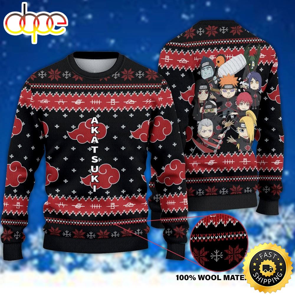 Akatsuki Ugly Christmas Sweater Anime Xmas Gift 1