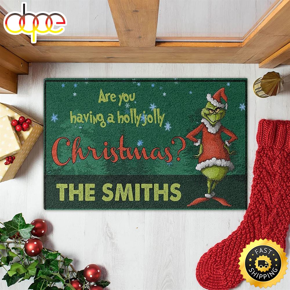 Are You Having A Hollyholly Christmas Personalised Name Doormat