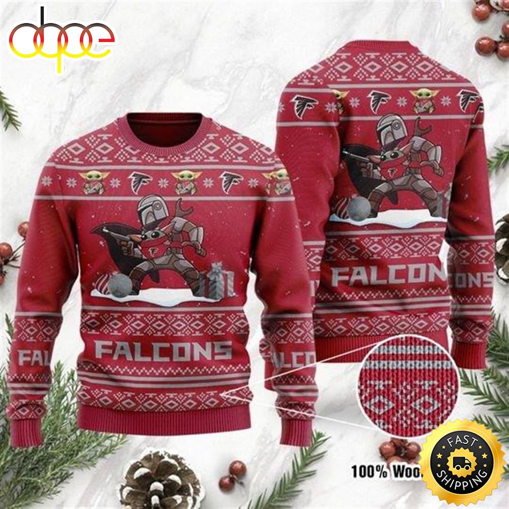 Baby Yoda Boba Fett The Mandalorian Atlanta Falcons Ugly Christmas Sweater