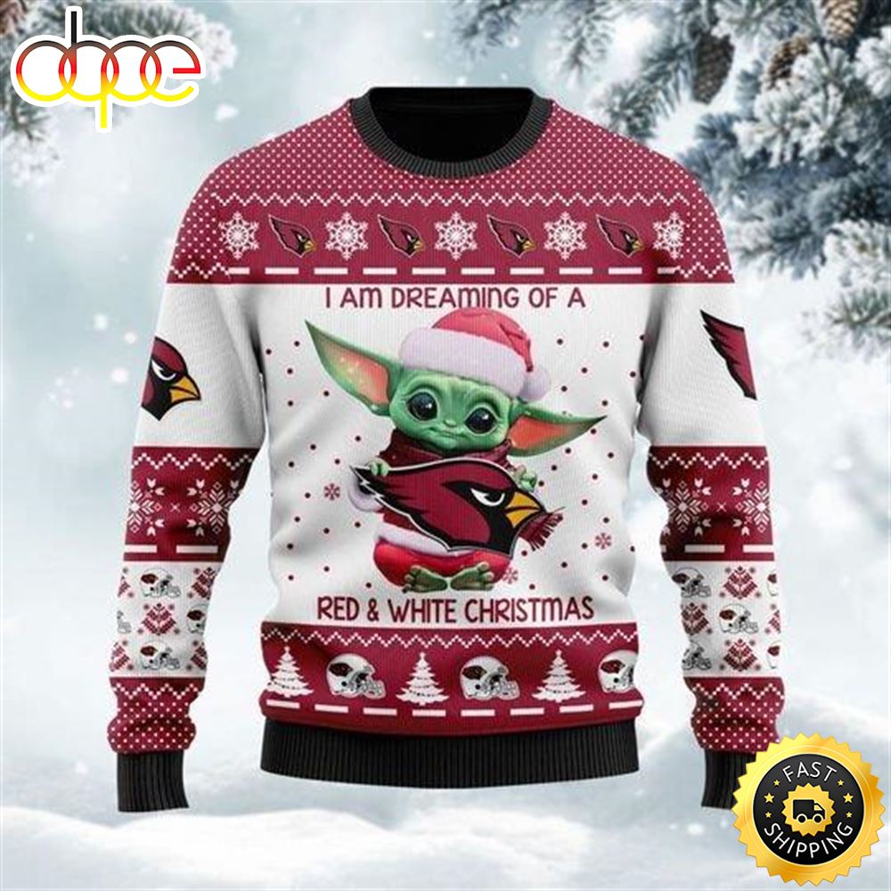 Baby Yoda I Am Dreaming Of A Red And White Christmas Ugly Christmas Sweater