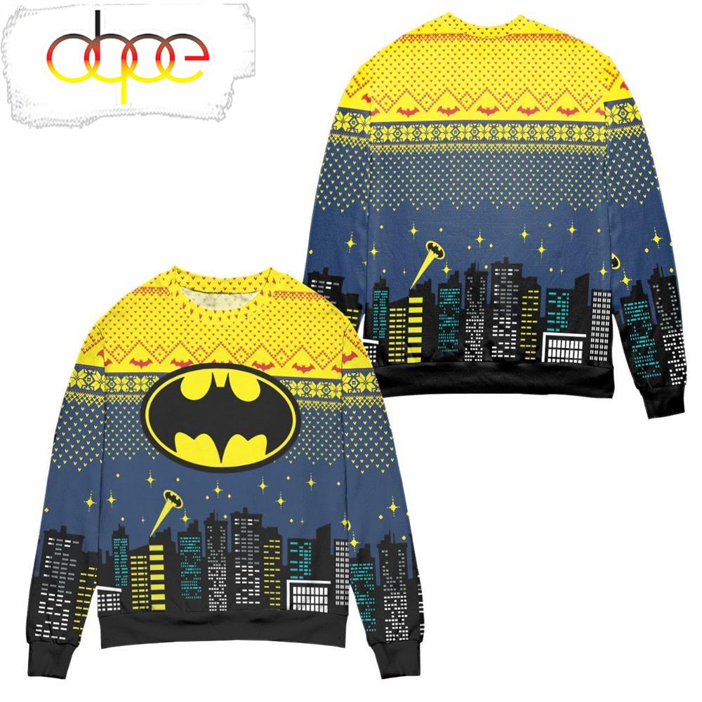 Batman Logo City Nights Ugly Christmas Sweater