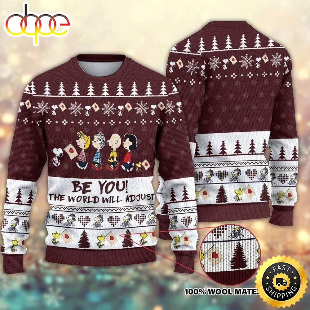Be You The World Will Adjust Snoopy Ugly Christmas Sweater 1
