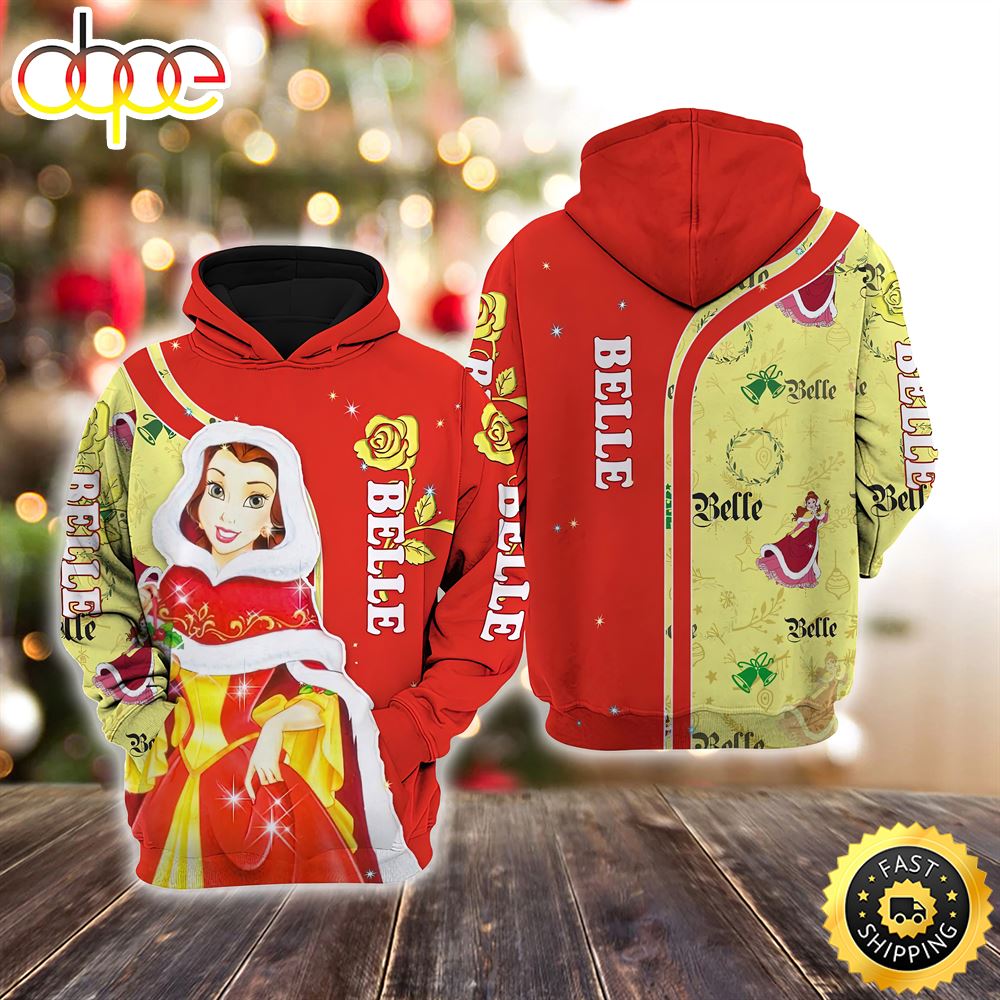 Belle Red Christmas Disney Christmas Hoodie All Over Print Shirts