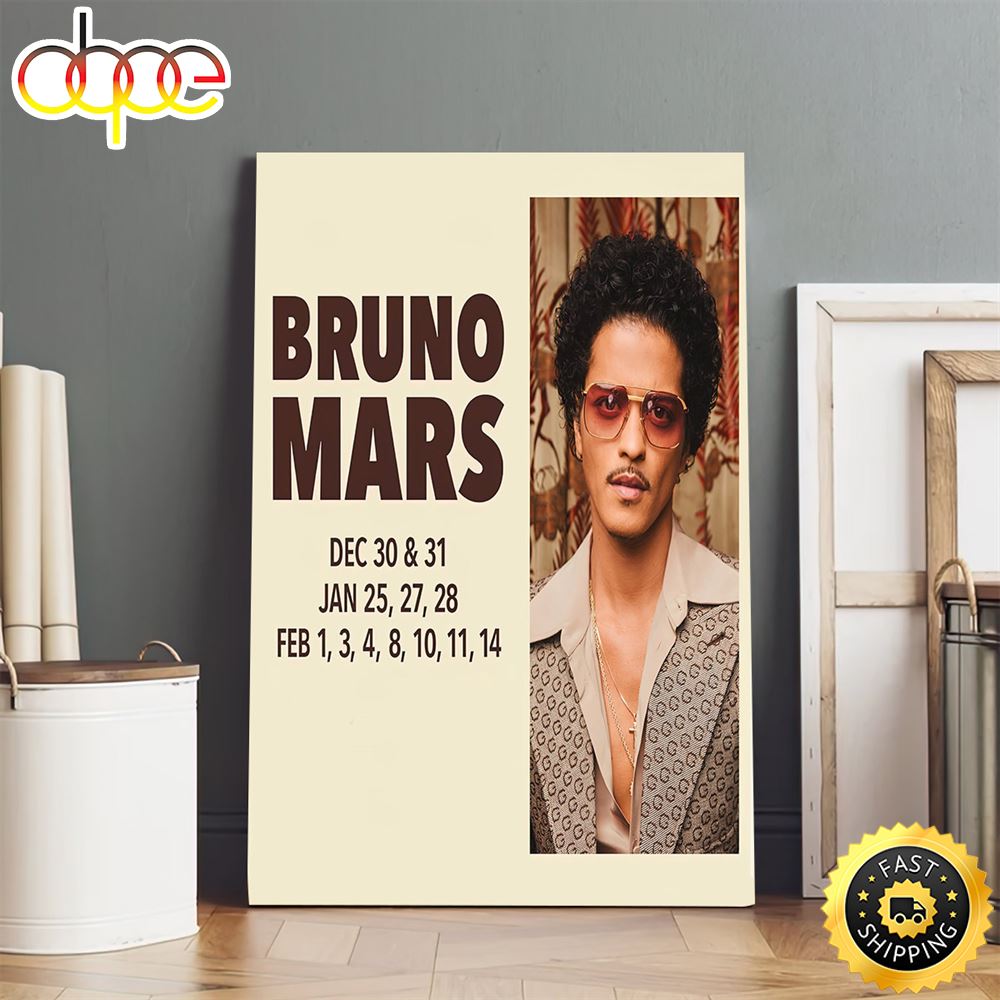 Bruno Mars Announces 2023 Park Mgm Vegas Residency Dates Poster Canvas