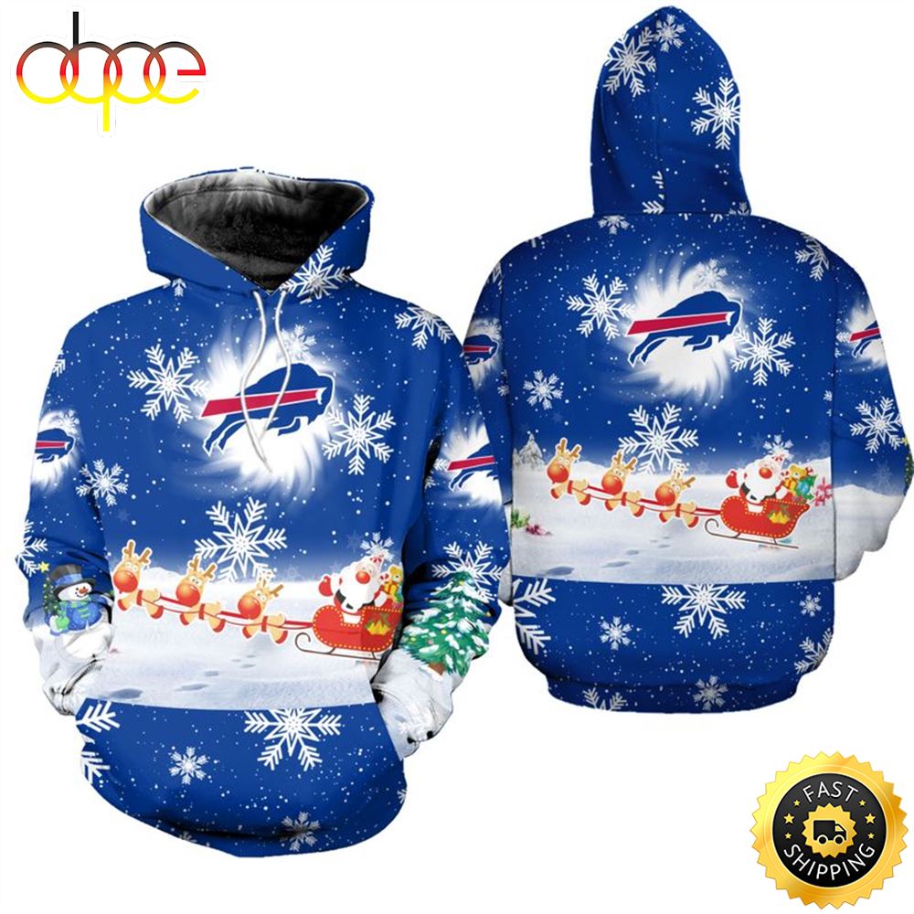 Buffalo Bills Christmas Pattern Football NFL All Over Print Hoodie Shirt