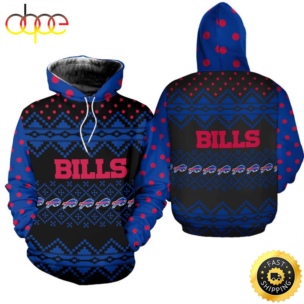 Buffalo Bills Christmas Pattern Football NFL All Over print Christmas Shirt
