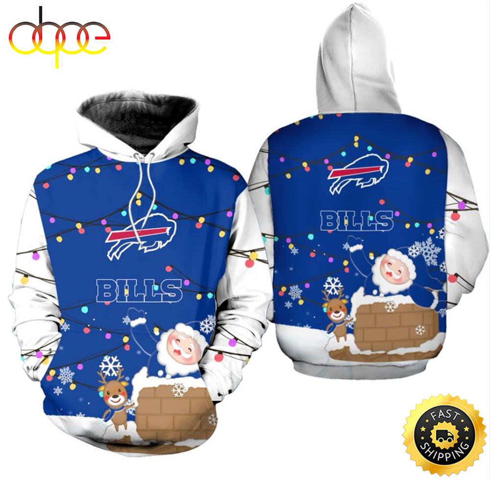 Buffalo Bills Christmas Pattern Snowman Snowflakes Football NFL All Over print Christmas Hoodie