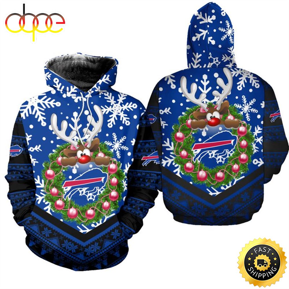 Buffalo Bills Christmas Reindeer Football NFL All Over Print Hoodie Shirt